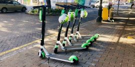 Picture of Lime scooters lined up on a brisbane street