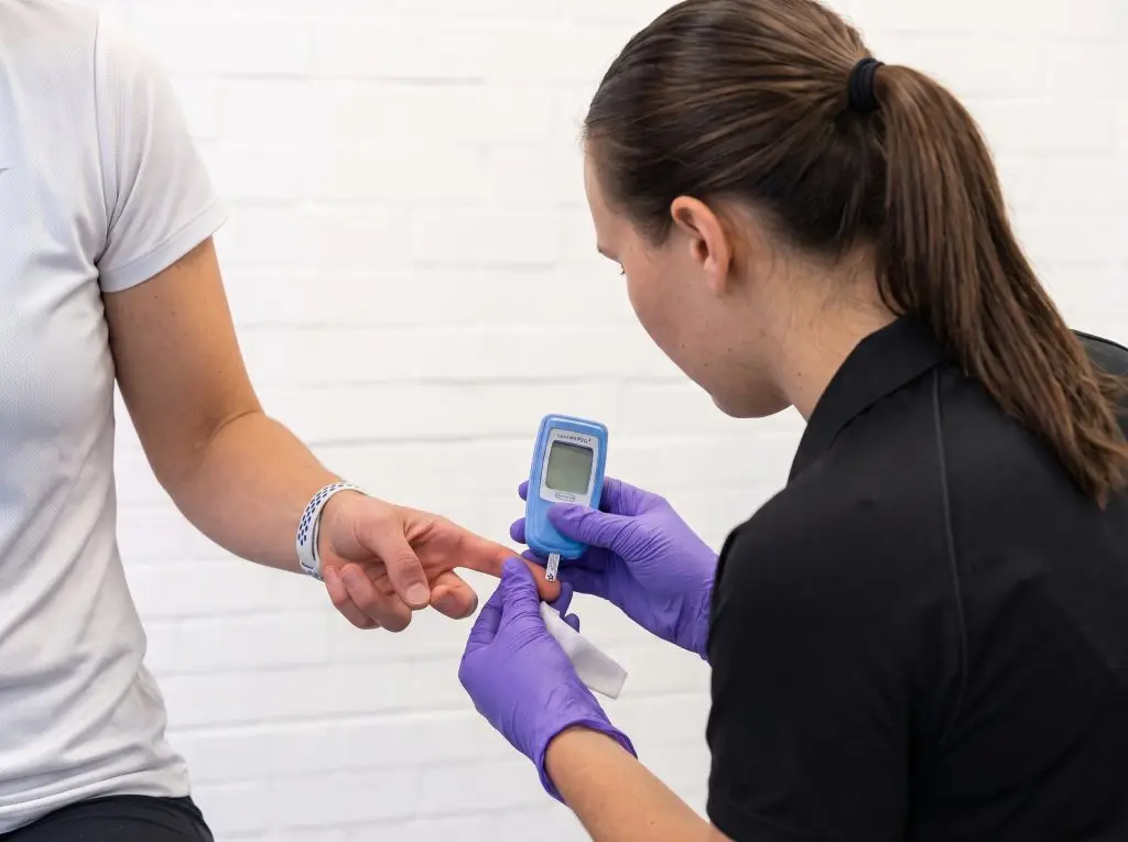 A close-up of the blood lactate analyser used by an Exercise Physiologist during testing.